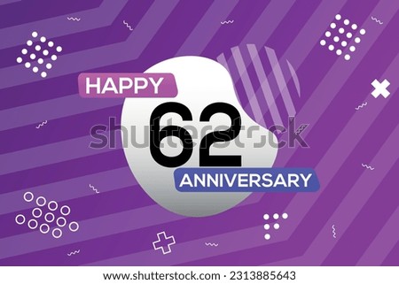Vector 62nd year anniversary logo vector design anniversary celebration with colorful geometric shape

