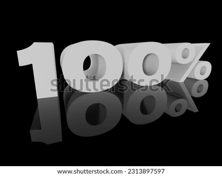 3d Illustration: 100 Percent Sign, Economic Crisis, Financial Crash, 100% Percent Discount 3d Sign, Special Offer 100% Discount Tag, Sale Up to 100 Percent Off