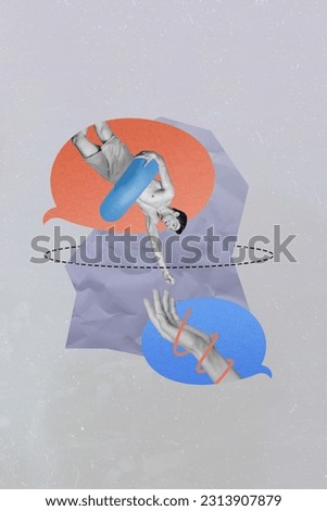 Sketch collage template of funky crazy guy rest seaside hold buoy touch big arm inside empty space isolated on grey color background