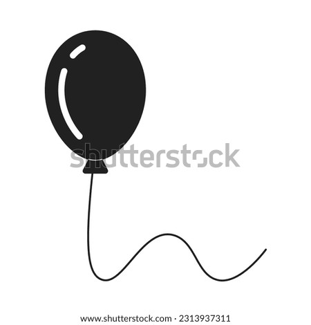 Single balloon monochrome flat vector object. Helium balloon floating. Happiness concept. Editable black and white thin line icon. Simple cartoon clip art spot illustration for web graphic design