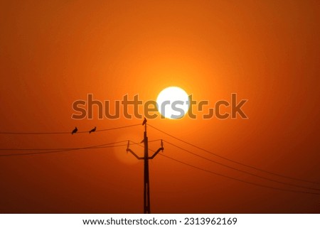Heat wave of extreme sun and sky background. Hot weather with global warming concept. Temperature of Summer season Royalty-Free Stock Photo #2313962169