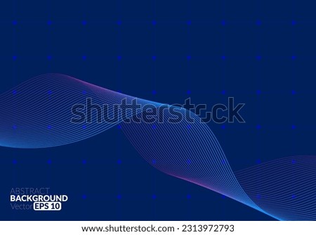 Abstract modern flowing line digital technology, smooth particle wave, big data techno design concept background wallpaper, vector eps