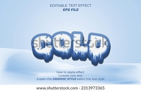 cold text effect, font editable, typography, 3d text. vector template Royalty-Free Stock Photo #2313973365