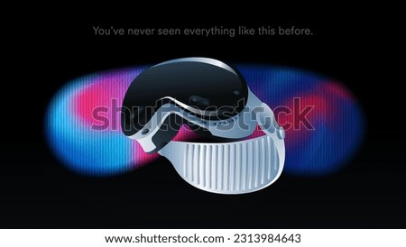 Vision Pro-High-tech Futuristic technology VR Glasses -Virtual reality device, 360 VR modern helmet-vector illustration Royalty-Free Stock Photo #2313984643