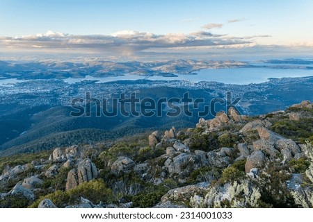 Mount Wellington (Kunanyi) Summit Autumn Sunset, Hobart, Tasmania, Australia Royalty-Free Stock Photo #2314001033