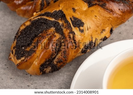 Wheat Bun with Poppy seed filling, sweet poppy seed filling is used in sweet pastries