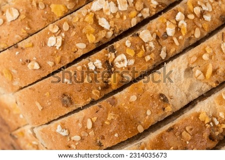 Slices of whole wheat bread close up shot