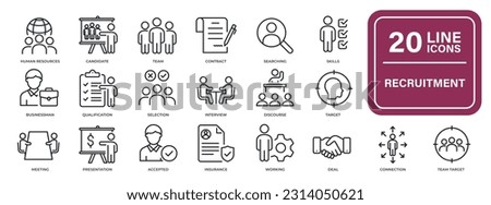 Recruitment thin line icons. For website marketing design, logo, app, template, ui, etc. Vector illustration. Royalty-Free Stock Photo #2314050621