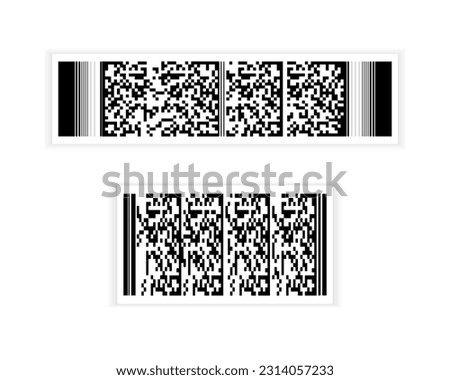 fake QR Barcode label design template, dummy quick response code sticker, duplicate QR code stripes stickers, digital bar labels, Industrial duplicate barcode set
