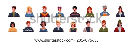 Person avatar. People business characters, office group, professional workers team, man work or job profession. Application users portraits. Vector tidy cartoon flat isolated illustrations set