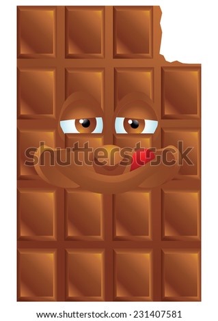 Chocolate cartoon character smiling isolated