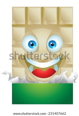 Chocolate vanilla wrapping cartoon character laughing isolated