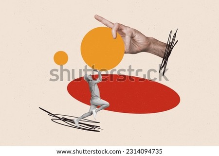 Collage picture of positive mini black white colors guy resist huge arm hold heavy ball isolated on painted white background Royalty-Free Stock Photo #2314094735