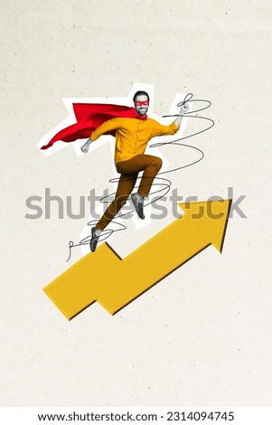 Creative 3d photo artwork graphics collage painting of funky cool superman achieving aim isolated drawing background
