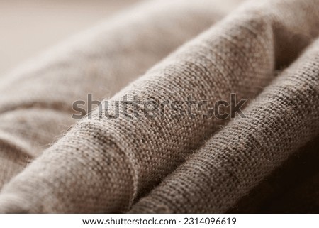 Linen in different textures and colors. Natural fabrics from organic flax and cotton in rolls, homespun textile handmade. Burlap and canvas for eco, rustic, boho, hygge decor 
 Royalty-Free Stock Photo #2314096619
