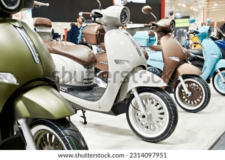 Retro scooters at the exhibition Royalty-Free Stock Photo #2314097951