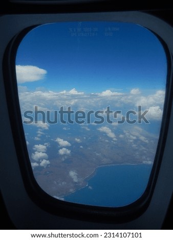 view from window of airplane, digital photo picture as a background
