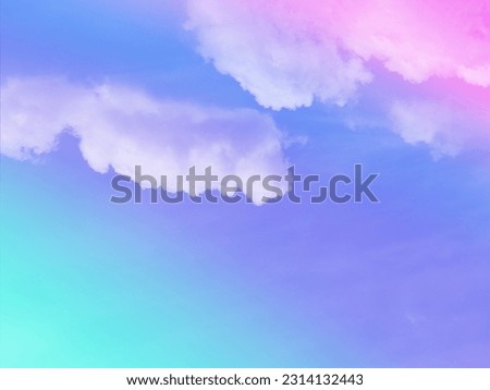 beauty sweet pastel soft blue and green with fluffy clouds on sky. multi color rainbow image. abstract fantasy growing light