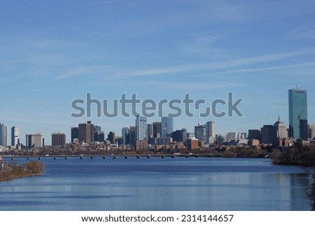 Skyline view from Boston Bridge, Massachusetts.