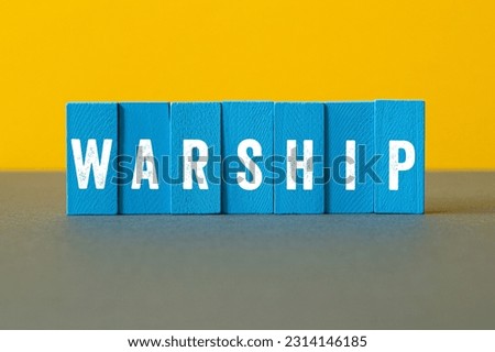 Warship - word concept on building blocks, text