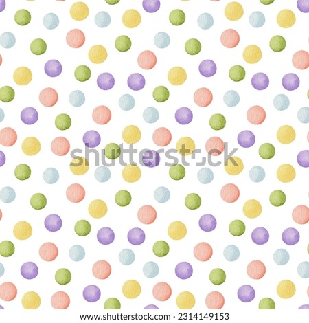 Colored circles watercolor illustration, seamless pattern.