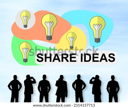 Silhouettes of men looking at a share ideas concept