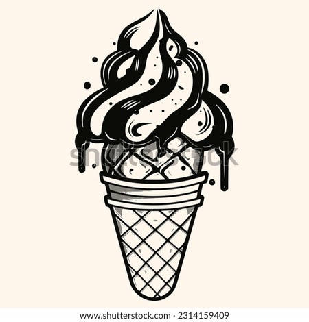 Ice cream cone vector for logo or icon,clip art, drawing Elegant modern style Illustration