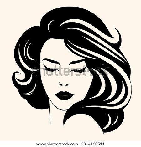 Beauty woman,black logo in minimalist and modern style