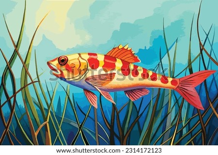 Goby Fish Watercolor Vector art Illustration
