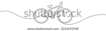 Bicycle line continuous drawing vector. One line Bicycle vector background. Sports bike icon. Continuous outline of a Mountain bike.