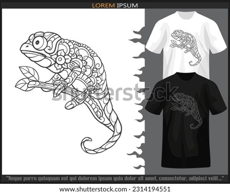 chameleon mandala arts isolated on black and white t-shirt.