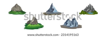 Mountain Peaks with Cliff and Rock Vector Set Royalty-Free Stock Photo #2314195163