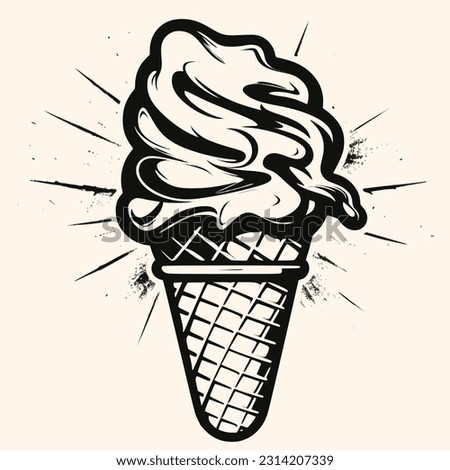 Ice cream cone vector for logo or icon,clip art, drawing Elegant modern style Illustration