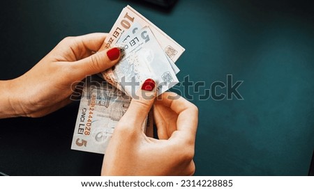 Romanian LEI Currency Banknote. RON Money European Currency Royalty-Free Stock Photo #2314228885