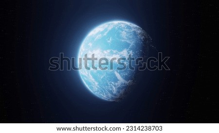 Earth planet viewed from space lit by the sun, 3d render of blue planet, home of human. elements of this image provided by NASA