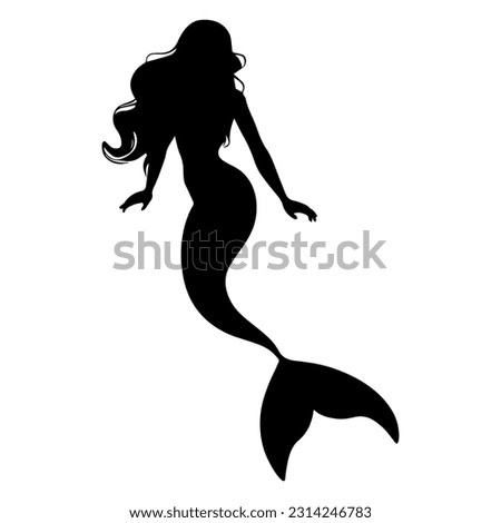 Vector illustration. Mermaid silhouette. Girl with a fishtail. Royalty-Free Stock Photo #2314246783