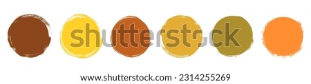 Vector set of round creative shapes in earthy brown, mustard, green and orange colors, abstract graphic design elements for package and product design
