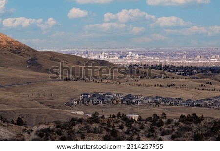 City of Denver,Colorado skyline with homes addition in foreground