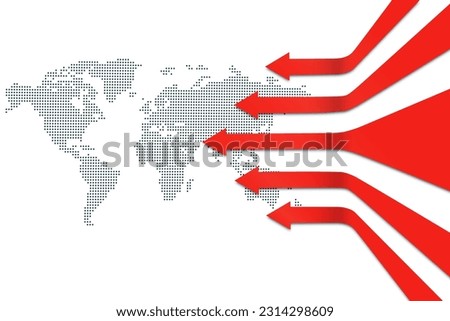 3D arrows on investment growth chart with world map
