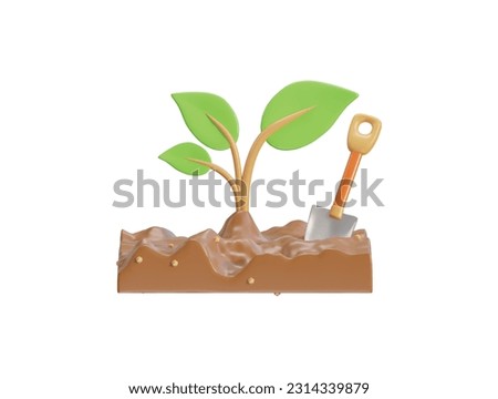 Vector 3d farming on soil and plant environment vector icon illustration for farming Royalty-Free Stock Photo #2314339879
