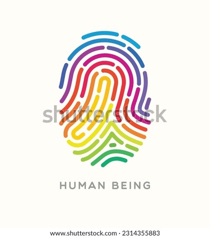 Rainbow fingerprint for June Pride Month. Image of support for LGBTQ human beings. Vector illustration Royalty-Free Stock Photo #2314355883