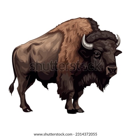 Large horned bison mammal icon isolated