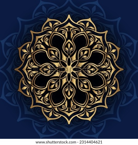 golden mandala ornament, round decorative design