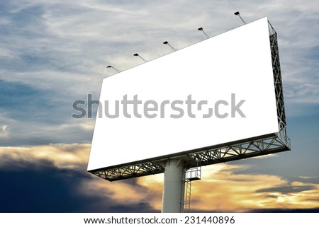 Blank billboard for new advertisement with sky background 