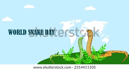 Vector illustration of World Snake Day 16 July social media story feed mockup template