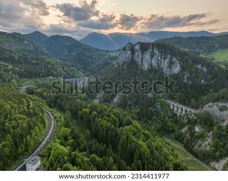 Breitenstein sunset sky and hills rail viaduct 