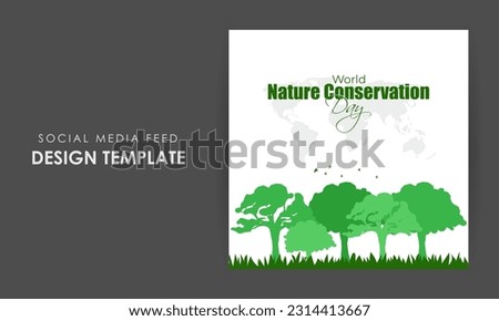 Vector illustration of World Nature Conservation Day social media story feed mockup template Royalty-Free Stock Photo #2314413667