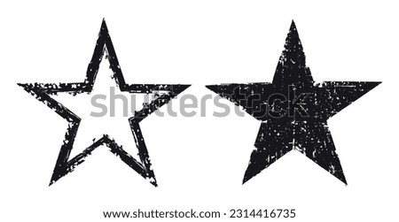 Grunge dirty star icons.Distress stars.