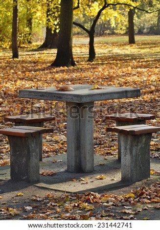 Chessboard  in autumn park,Lodz,Poland