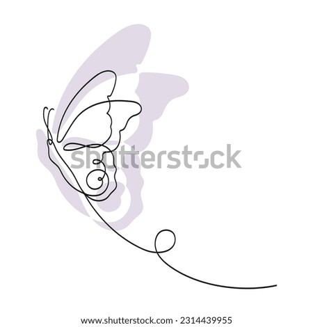 Continuous line drawing of beautiful butterfly. Flying butterfly logo. Minimalist black linear sketch isolated on white background.